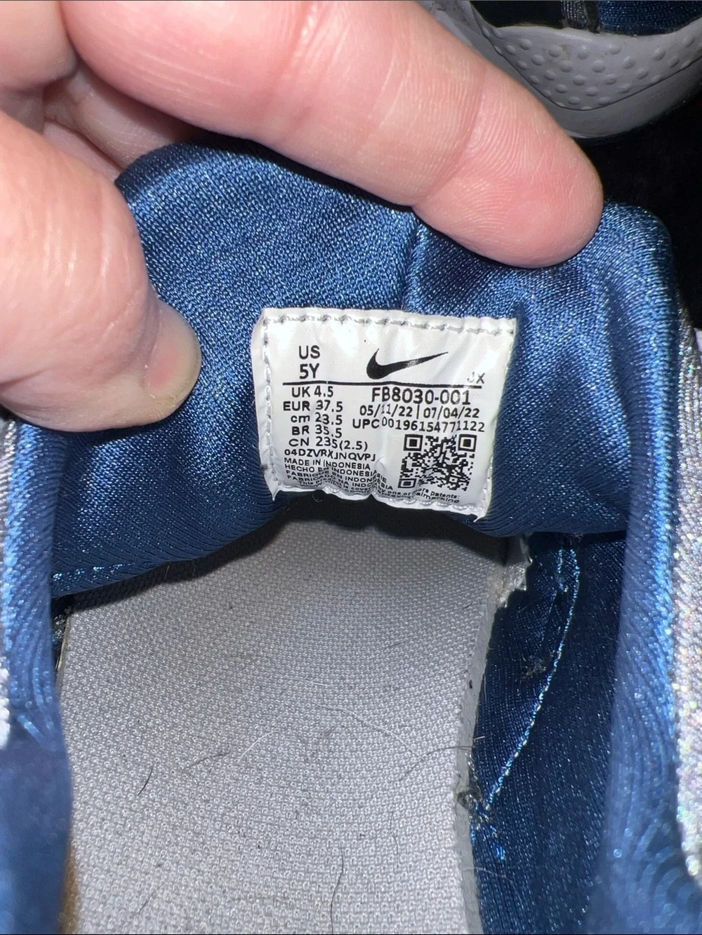 Nike Kids Light Gray, Blue and Dark Gray Sport Sneakers